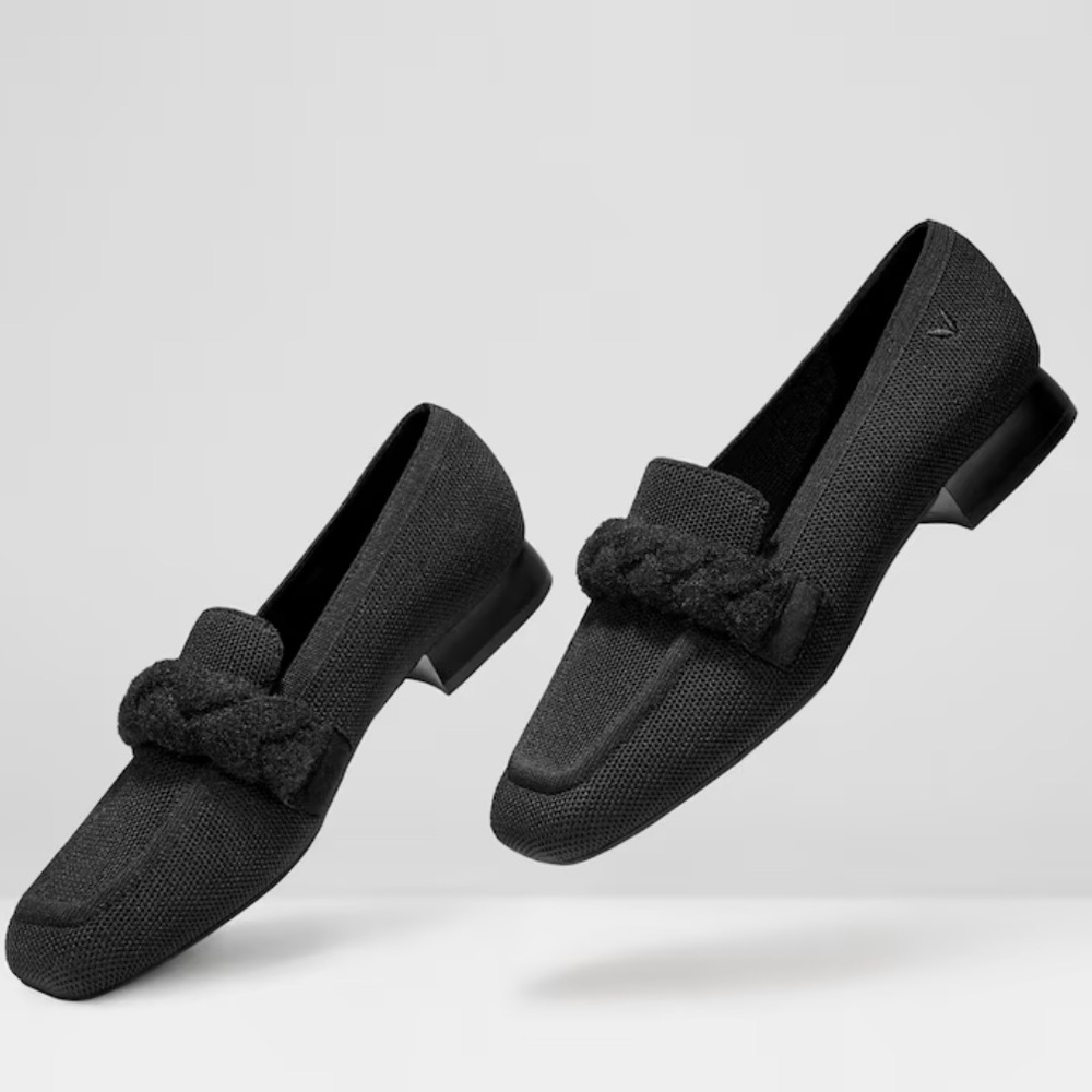 Black Braided Strap Loafers - Women